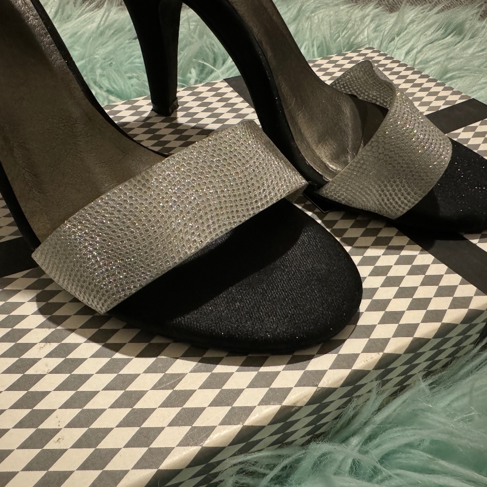 Jeffrey Campbell Vintage Foxtrot Silver Bling high heels